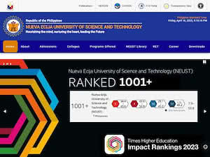 Nueva Ecija University of Science and Technology's official website homepage screenshot