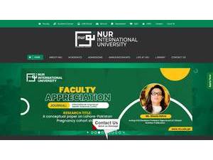 Nur International University's official website homepage screenshot