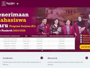 Nusa Putra University's official website homepage screenshot