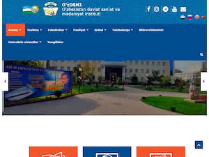 O'zbekiston Davlat San'at va Madaniyat Instituti's official website homepage screenshot