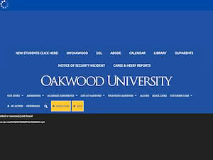 Oakwood University's official website homepage screenshot