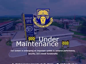 Obafemi Awolowo University's official website homepage screenshot