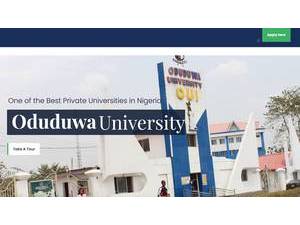 Oduduwa University's official website homepage screenshot