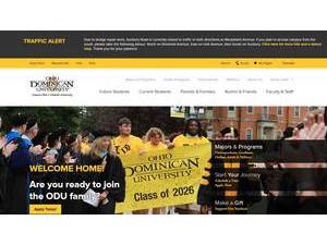Ohio Dominican University's official website homepage screenshot