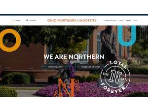 Ohio Northern University's official website homepage screenshot