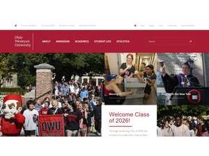Ohio Wesleyan University's official website homepage screenshot