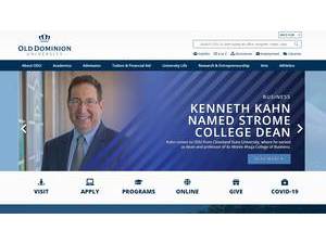 Old Dominion University's official website homepage screenshot