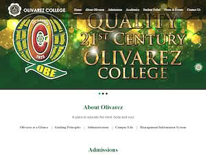 Olivarez College's official website homepage screenshot