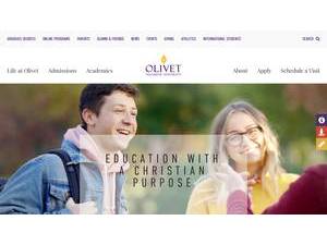 Olivet Nazarene University's official website homepage screenshot