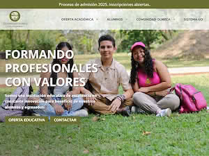 Olmec University's official website homepage screenshot