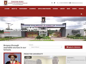 Ondo State University of Science and Technology's official website homepage screenshot