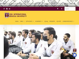 Osh International Medical University's official website homepage screenshot