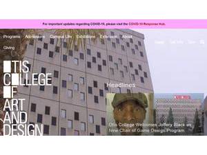 Otis College of Art and Design's official website homepage screenshot