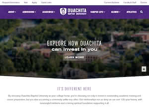 Ouachita Baptist University's official website homepage screenshot