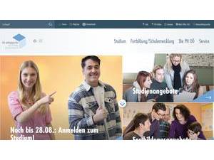 Pädagogische Hochschule Oberösterreich's official website homepage screenshot