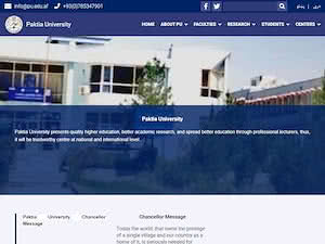 Paktia University's official website homepage screenshot