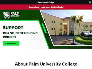 Palm University College's official website homepage screenshot