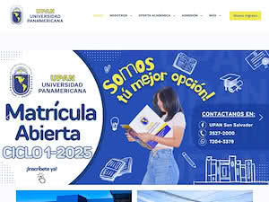 Panamerican University, El Salvador's official website homepage screenshot