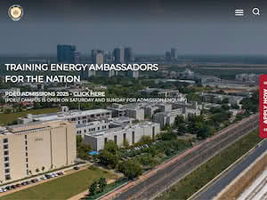 Pandit Deendayal Energy University's official website homepage screenshot