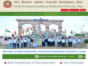 Pandit Deendayal Upadhyaya Shekhawati University's official website homepage screenshot