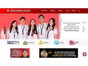 Pasig Catholic College's official website homepage screenshot