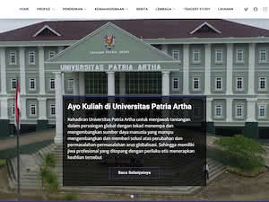 Patria Artha University's official website homepage screenshot