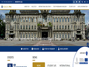 Pázmány Péter Catholic University's official website homepage screenshot