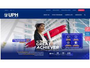 Pelita Harapan University's official website homepage screenshot
