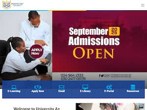 Pentecost University's official website homepage screenshot