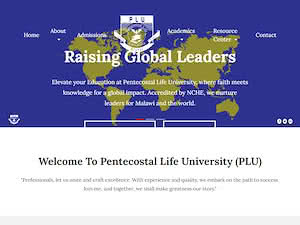 Pentecostal Life University's official website homepage screenshot