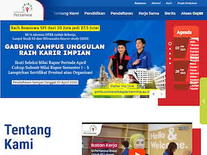 Pertamina University's official website homepage screenshot