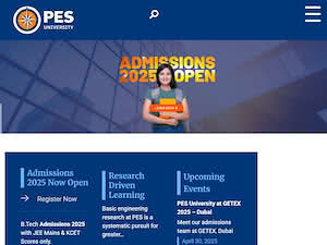 PES University's official website homepage screenshot