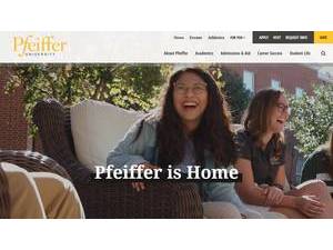 Pfeiffer University's official website homepage screenshot