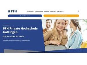 PFH Private University of Applied Sciences's official website homepage screenshot