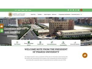 Pharos University in Alexandria's official website homepage screenshot