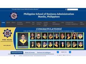 Philippine School of Business Administration's official website homepage screenshot