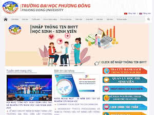 Phuong Dong University's official website homepage screenshot