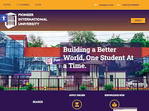 Pioneer International University's official website homepage screenshot