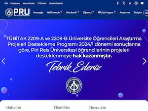Piri Reis Üniversitesi's official website homepage screenshot