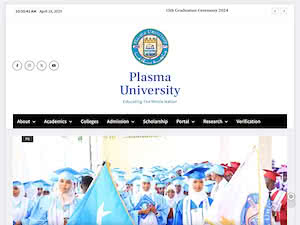 Plasma University's official website homepage screenshot
