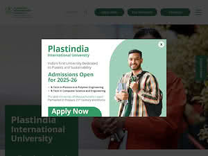 Plastindia International University's official website homepage screenshot