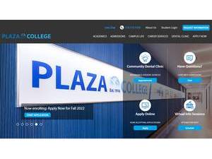Plaza College's official website homepage screenshot