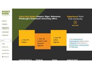 Point Park University's official website homepage screenshot