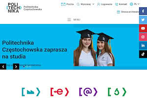 Politechnika Częstochowska's official website homepage screenshot