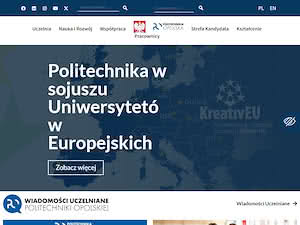 Politechnika Opolska's official website homepage screenshot