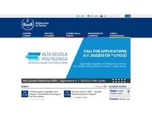 Polytechnic University of Turin's official website homepage screenshot