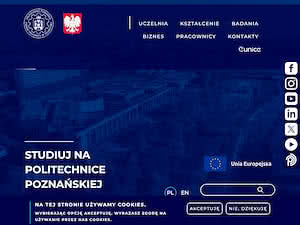 Poznań University of Technology's official website homepage screenshot