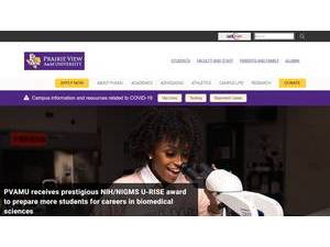 Prairie View A&M University's official website homepage screenshot
