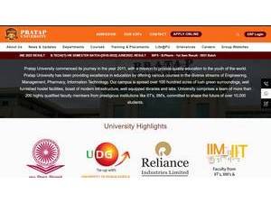 Pratap University's official website homepage screenshot