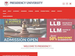 Presidency University, Bangladesh's official website homepage screenshot